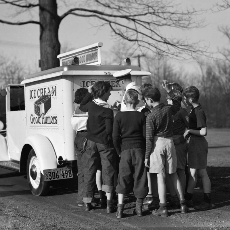Ice cream trucks playing real bells