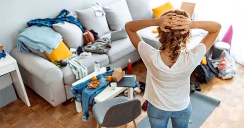 A cluttered or messy environment.