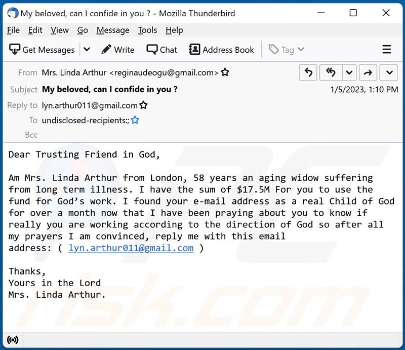 Spam emails promising millions