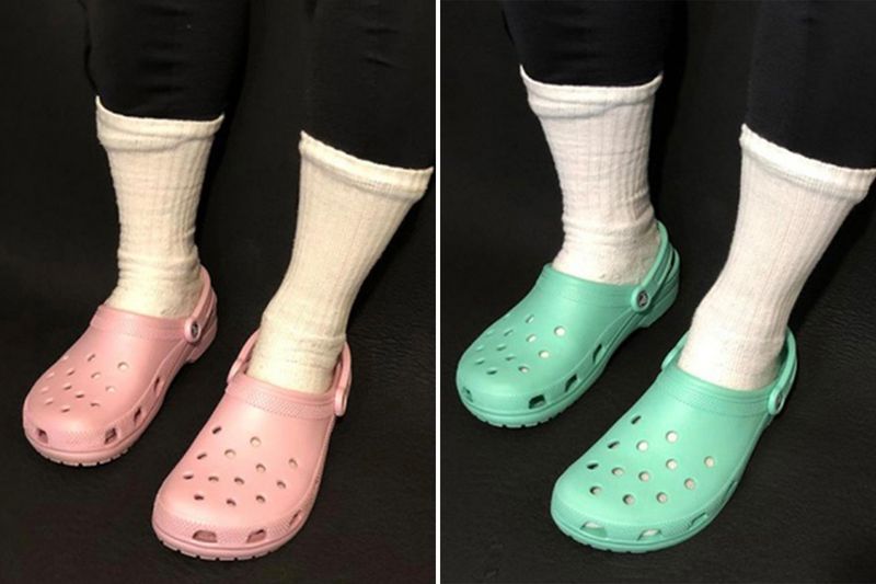 Crocs with socks as high fashion