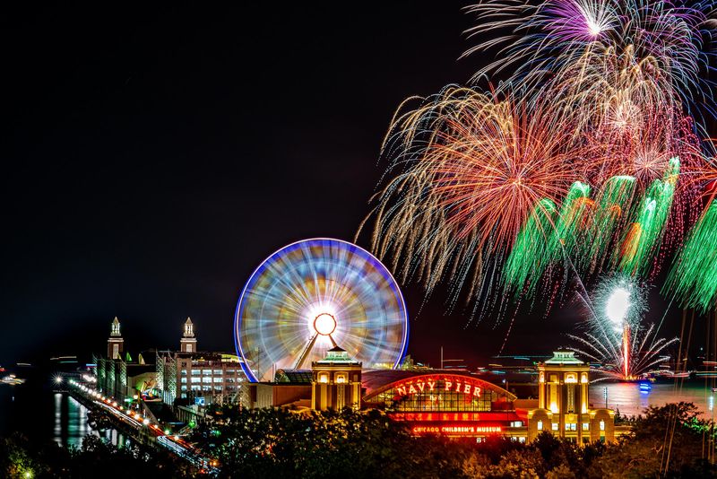 Amusement Park Fireworks Night