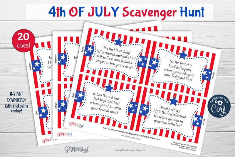 4th of July Themed Scavenger Hunt