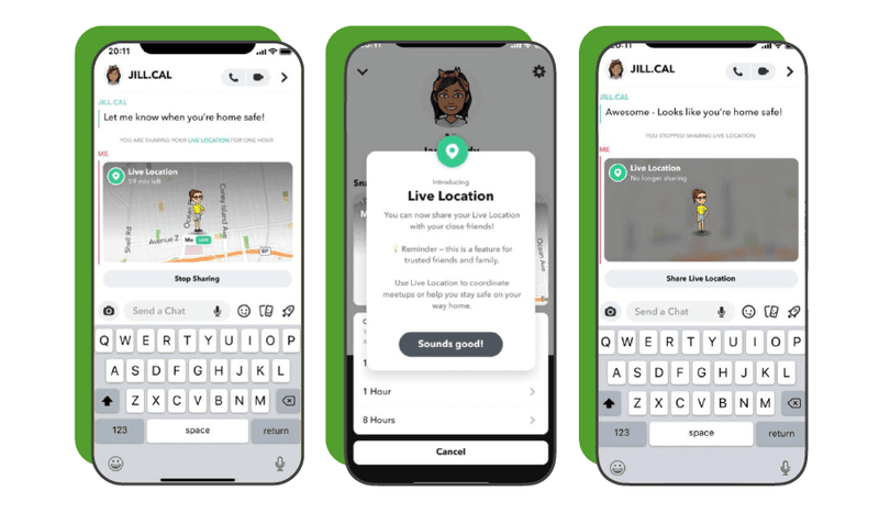 Sharing live locations for safety