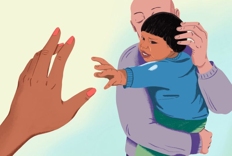 Watch what happens when the child reaches for him