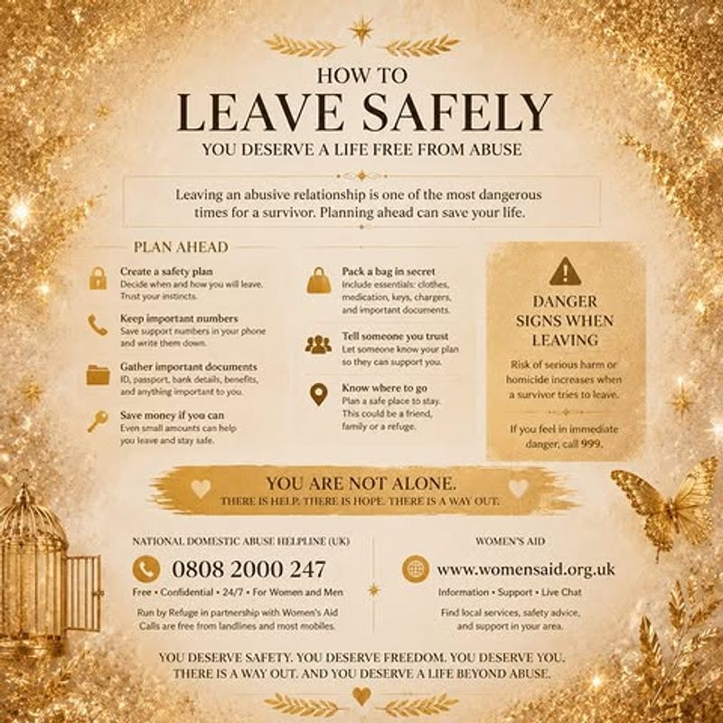 If leaving could increase danger, support comes before a dramatic exit